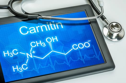 Tablet with the chemical structural formula of carnitine