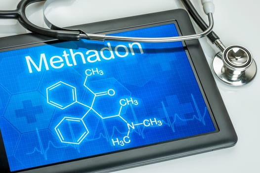 Tablet with the chemical structural formula of methadone