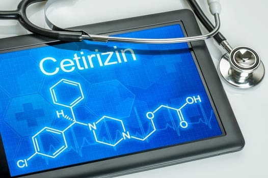 Tablet with the chemical structural formula of cetirizine