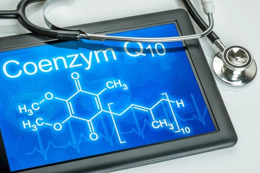 Tablet with the chemical structural formula of coenzyme Q10