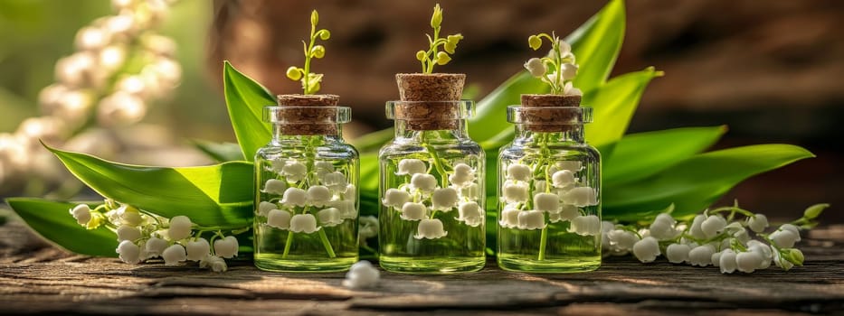 Lily of the Valley Essential Oil in a Small Bottle, Generative AI, nature