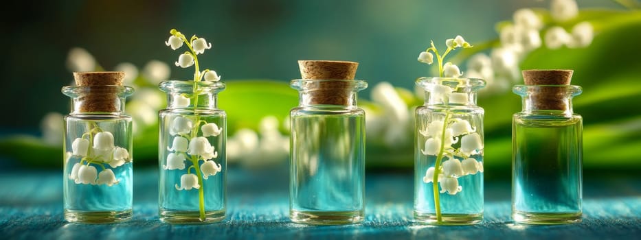Lily of the Valley Essential Oil in a Small Bottle, Generative AI, nature