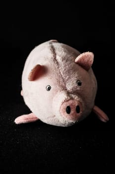 Cute pink pig animal character on a Black Background