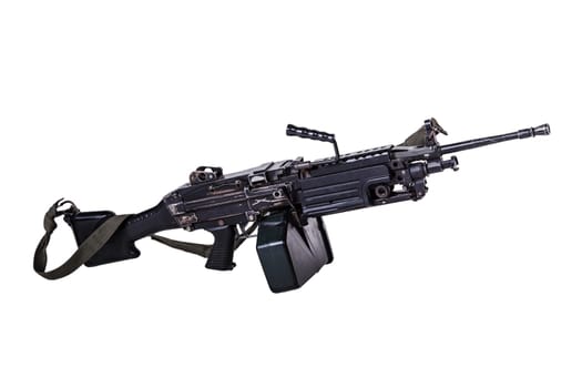 Machine gun close up isolated on white background