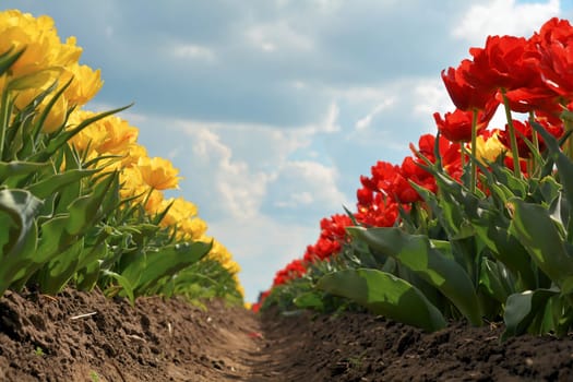 Tulips in a field