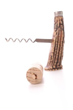 Cork screw on a white background
