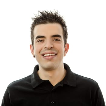 Portrait of a smiling happy young man against white background