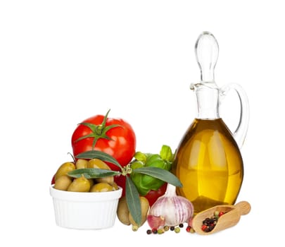 Olive oil,olives,tomatoes and spices,insulated