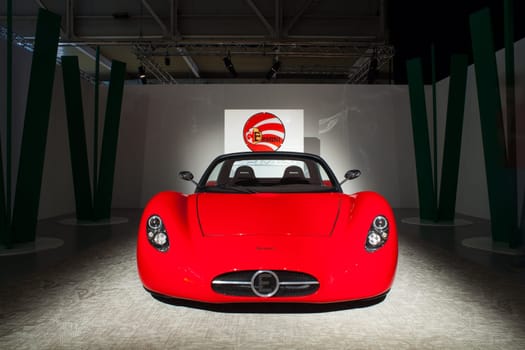 MILAN, ITALY - APRIL, 13: The new Ermini sport car design by Giulio Cappellini exsposed in the Temporary Museum for New Design during the Milan design week 8th - 13th April, photo take on April 13, 2014
