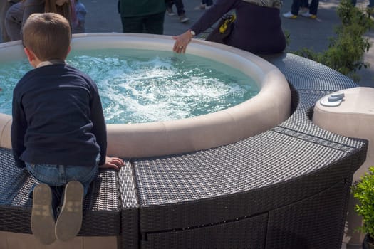 View of Jacuzzi upholster with beige leather