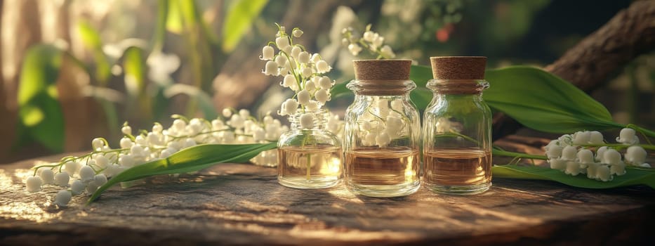 Lily of the Valley Essential Oil in a Small Bottle, Generative AI, nature