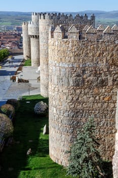 Medieval city walls in Avila, Spain. Considered the best preserved in Europe.