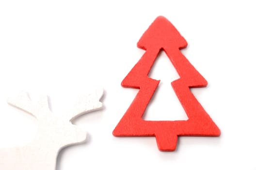 Christmas background with reindeer and tree