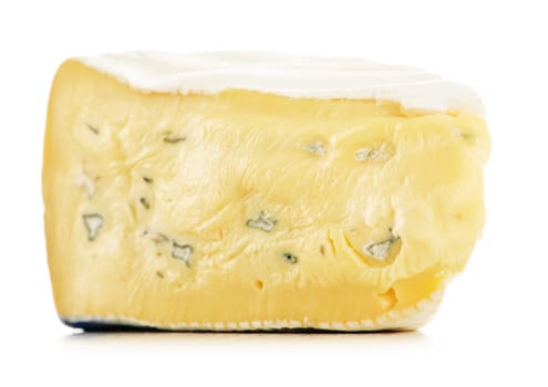Piece of cheese isolated on white background