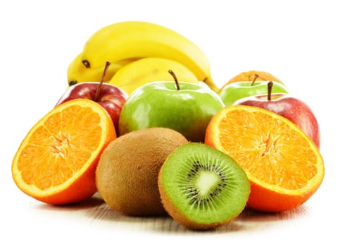 Composition with fruits isolated on white background