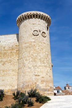 Tower of the castle in Sources of Valdepero, Spain