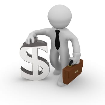 3d business man with a Dollar icon