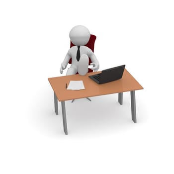 3d business man in an office