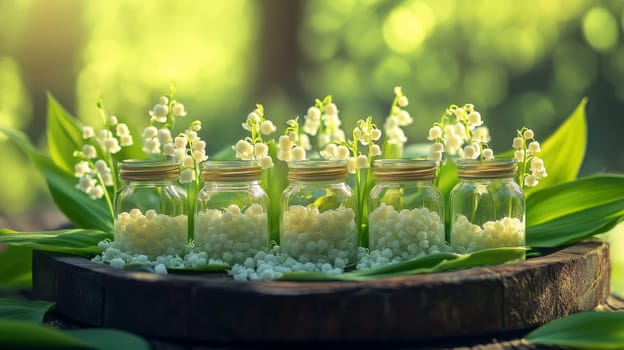 Lily of the Valley Essential Oil in a Small Bottle, Generative AI, nature