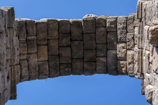 aqueduct of Segovia, Castilla Leon, Spain bow detail seen below