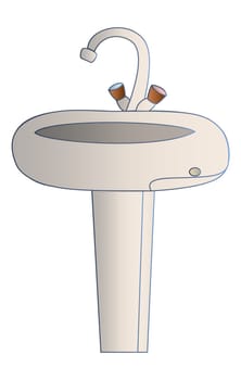 Vector illustration of gradient faience wash bowl.
