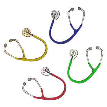 Vector sketch illustration. Stethoscope isolated over white.