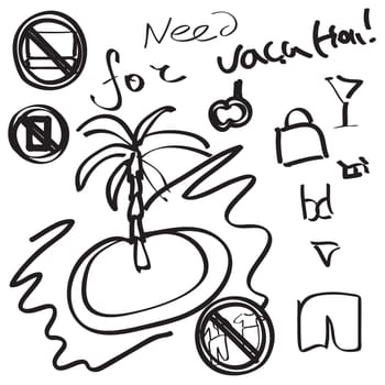Summer hand-drawn sketch infographic plan. Vector illustration.