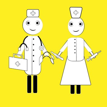 Medical stuff, doctor and nurse, vector illustration.