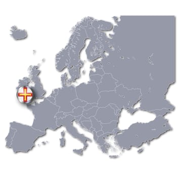 Map of Europe with Guernsey