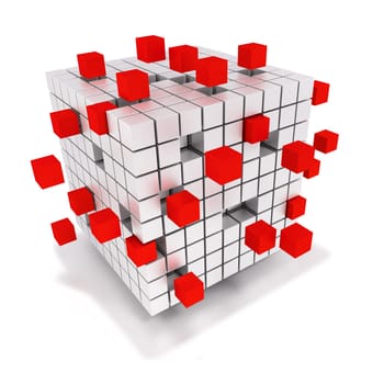 Cube piles and red single cubes