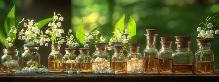 Lily of the Valley Essential Oil in a Small Bottle, Generative AI, nature