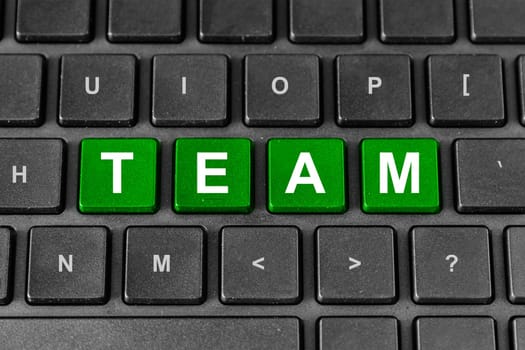 Team green word on keyboard, business concept