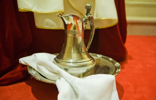 Basin And Pitcher which represents the holy scene when Jesus washed his disciples feet