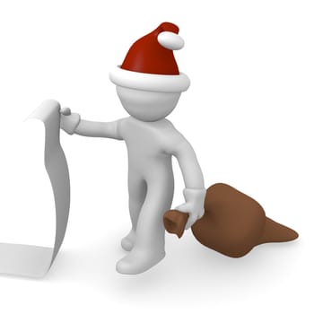 Santa Claus with a long wishlist