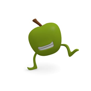 Fresh green apple dancing on a white background