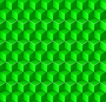 Abstract geometric background with cubes in green