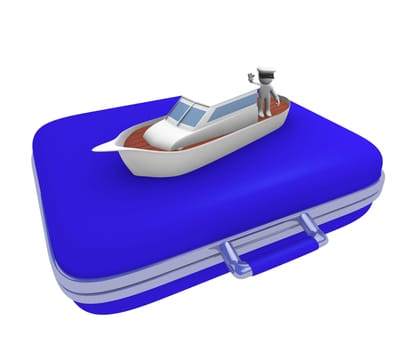 Travel concept with a blue suitcase