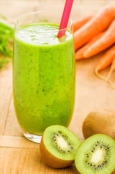 Green smoothie with fresh ingredients