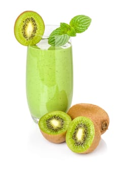 Green smoothie with fresh kiwis