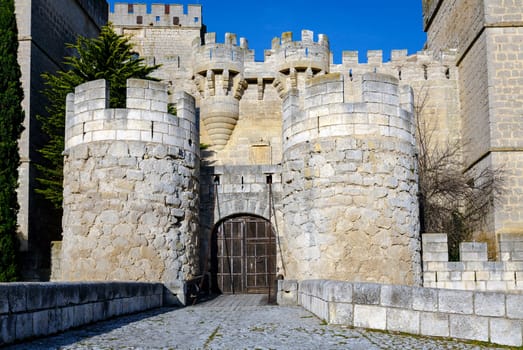 medieval street of ampudia in palencia province, Spain