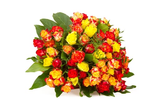 A bouquet of multicolored roses