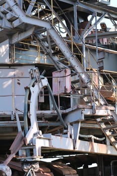 Steel construction of an excavator in the Ferropolis opencast mine