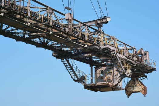 Detail of an excavator in the decommissioned Ferropolis opencast mine