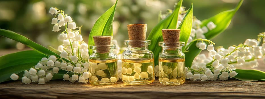 Lily of the Valley Essential Oil in a Small Bottle, Generative AI, nature