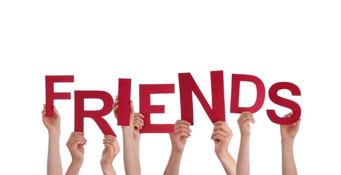Many Hands Holding the Word Friends, Isolated