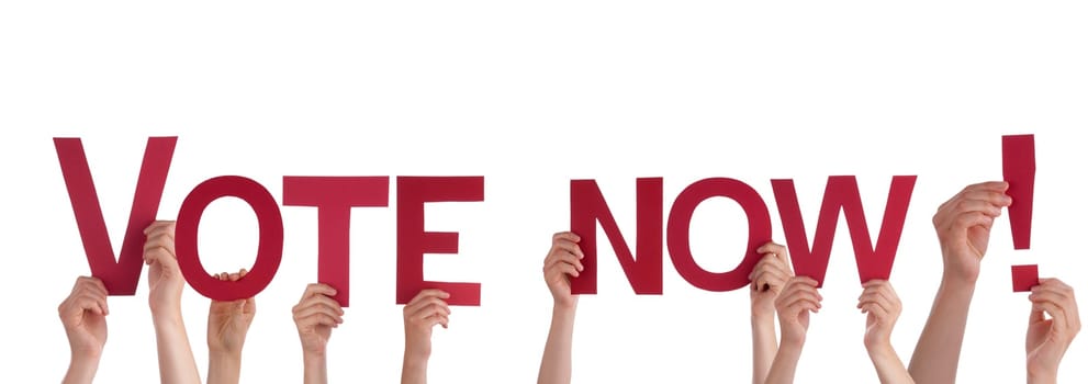 Many People Holding the Red Words Vote Now, Isolated