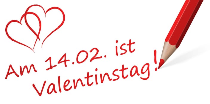 Pen with text " On 14.02. is Valentine's Day! """