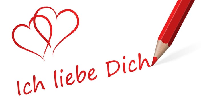 Pen with text " I love you """