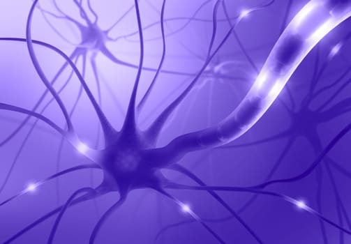 Interconnected neurons transferring information with electrical pulses.