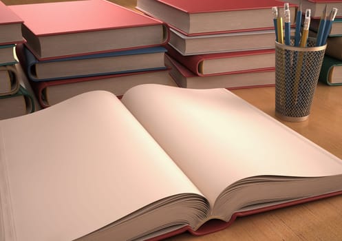 Book with white pages. Your text or image on the white pages.